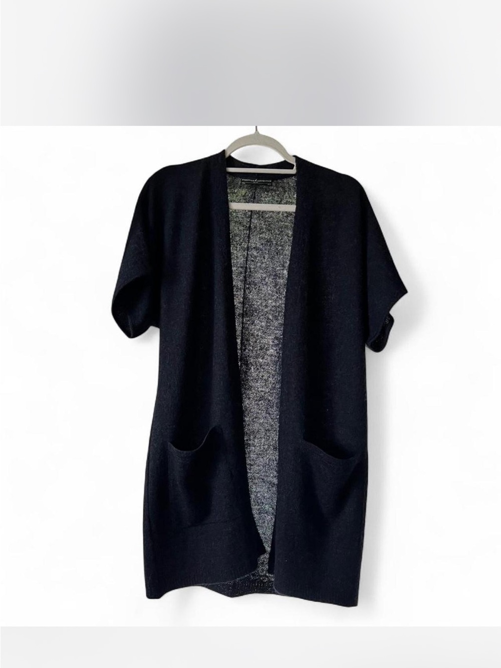 Navy Open-Front Short-Sleeve Women's Cardigan Alpaca Sweater